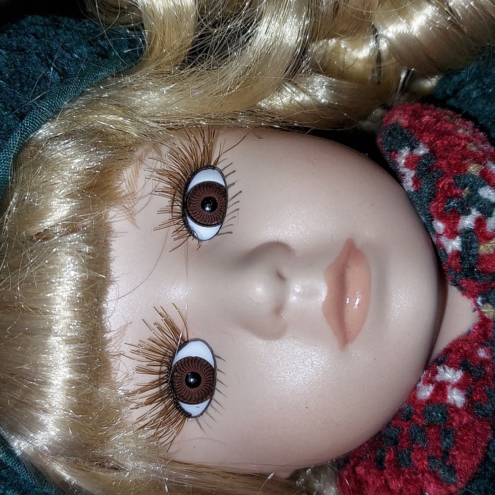 Collectors Choice Bisque Porcelain Blonde 9” Doll, “Free Sleigh Rides” - Picture 2 of 8